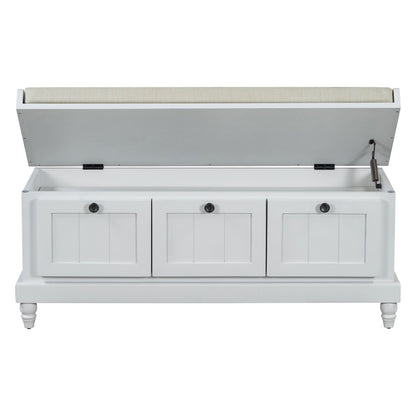 TREXM Classic Shoe Bench with Cushion and Three Drawers, Fluted Entryway Bench with Storage for Living Room, Entryway, and Hallways (Light Gray, OLD SKU: N715P207812E ) - 1st Choice Furniture Direct