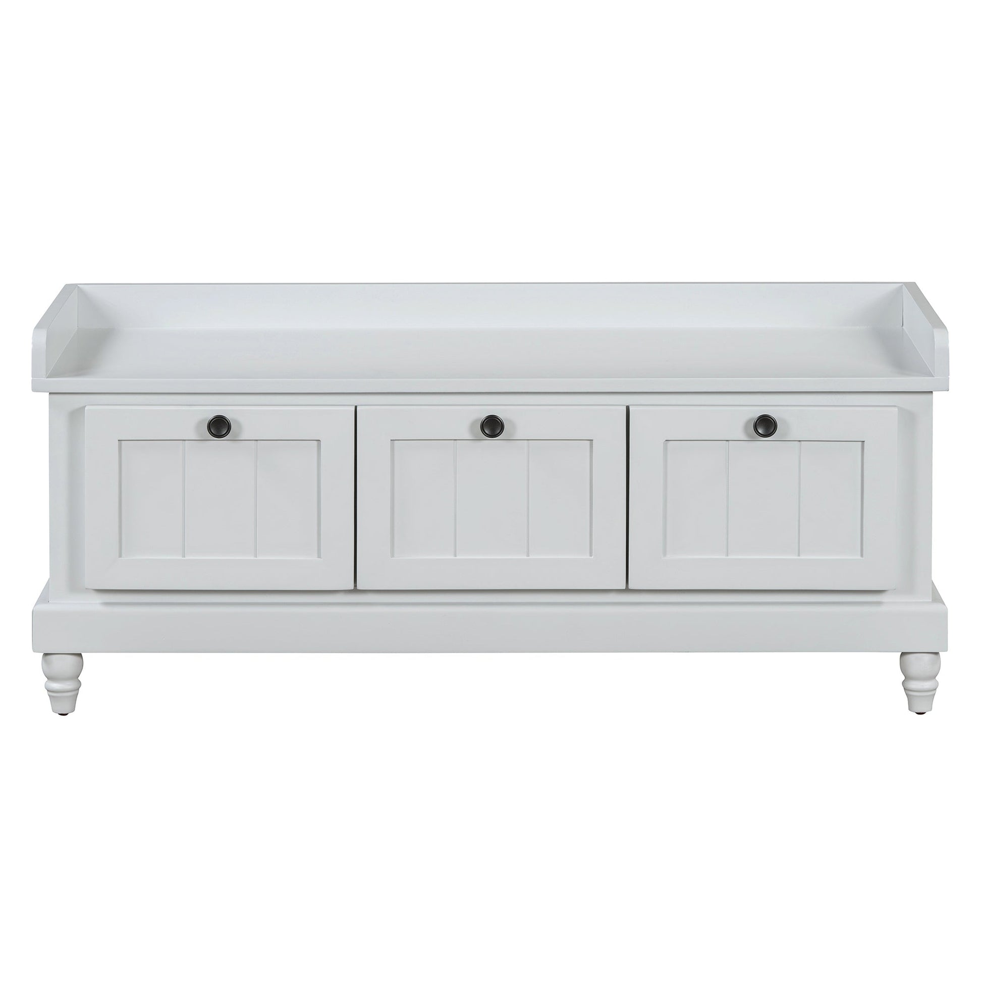TREXM Classic Shoe Bench with Cushion and Three Drawers, Fluted Entryway Bench with Storage for Living Room, Entryway, and Hallways (Light Gray, OLD SKU: N715P207812E ) - 1st Choice Furniture Direct
