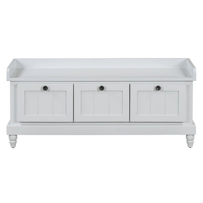 TREXM Classic Shoe Bench with Cushion and Three Drawers, Fluted Entryway Bench with Storage for Living Room, Entryway, and Hallways (Light Gray, OLD SKU: N715P207812E ) - 1st Choice Furniture Direct
