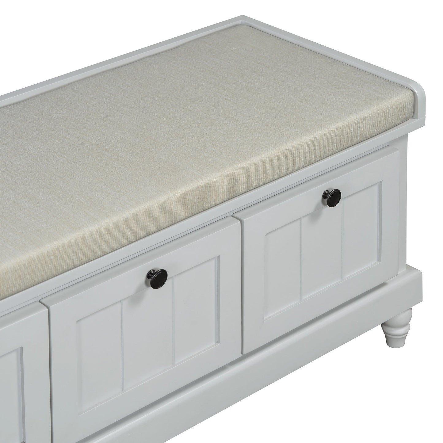 TREXM Classic Shoe Bench with Cushion and Three Drawers, Fluted Entryway Bench with Storage for Living Room, Entryway, and Hallways (Light Gray, OLD SKU: N715P207812E ) - 1st Choice Furniture Direct