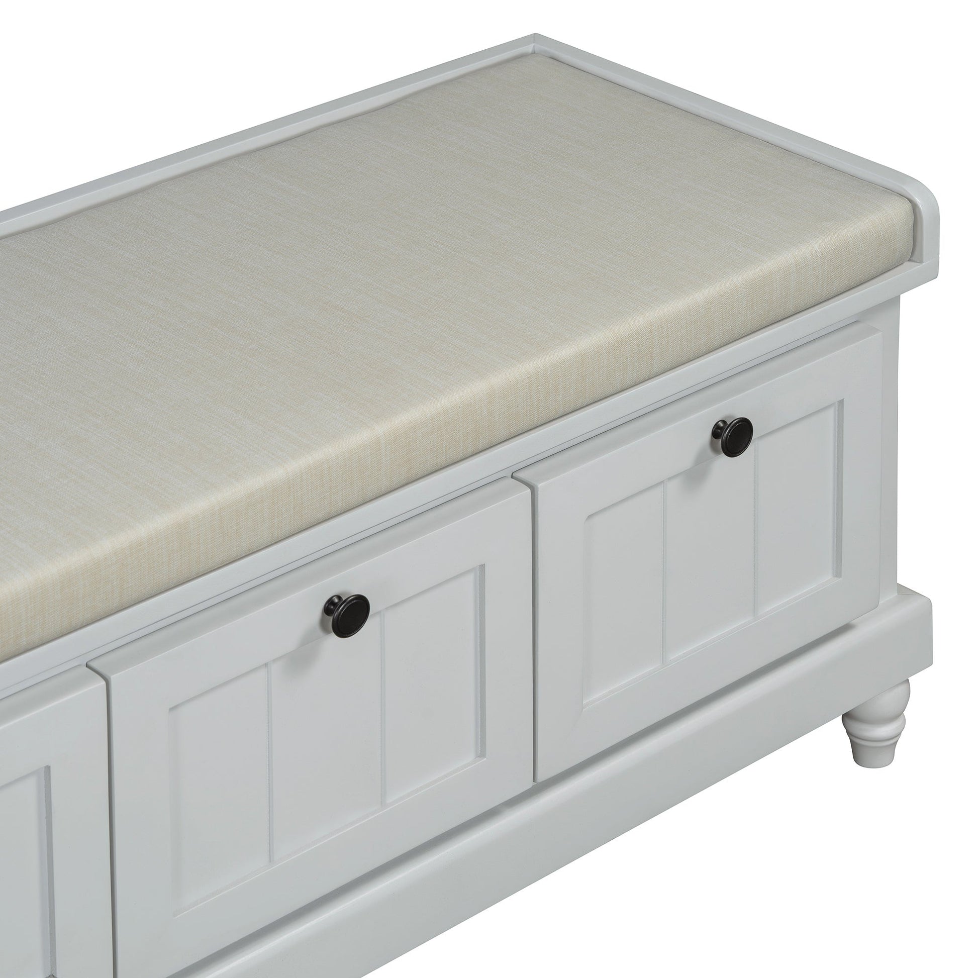 TREXM Classic Shoe Bench with Cushion and Three Drawers, Fluted Entryway Bench with Storage for Living Room, Entryway, and Hallways (Light Gray, OLD SKU: N715P207812E ) - 1st Choice Furniture Direct
