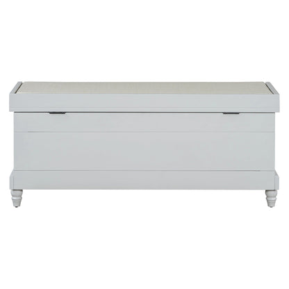 TREXM Classic Shoe Bench with Cushion and Three Drawers, Fluted Entryway Bench with Storage for Living Room, Entryway, and Hallways (Light Gray, OLD SKU: N715P207812E ) - 1st Choice Furniture Direct