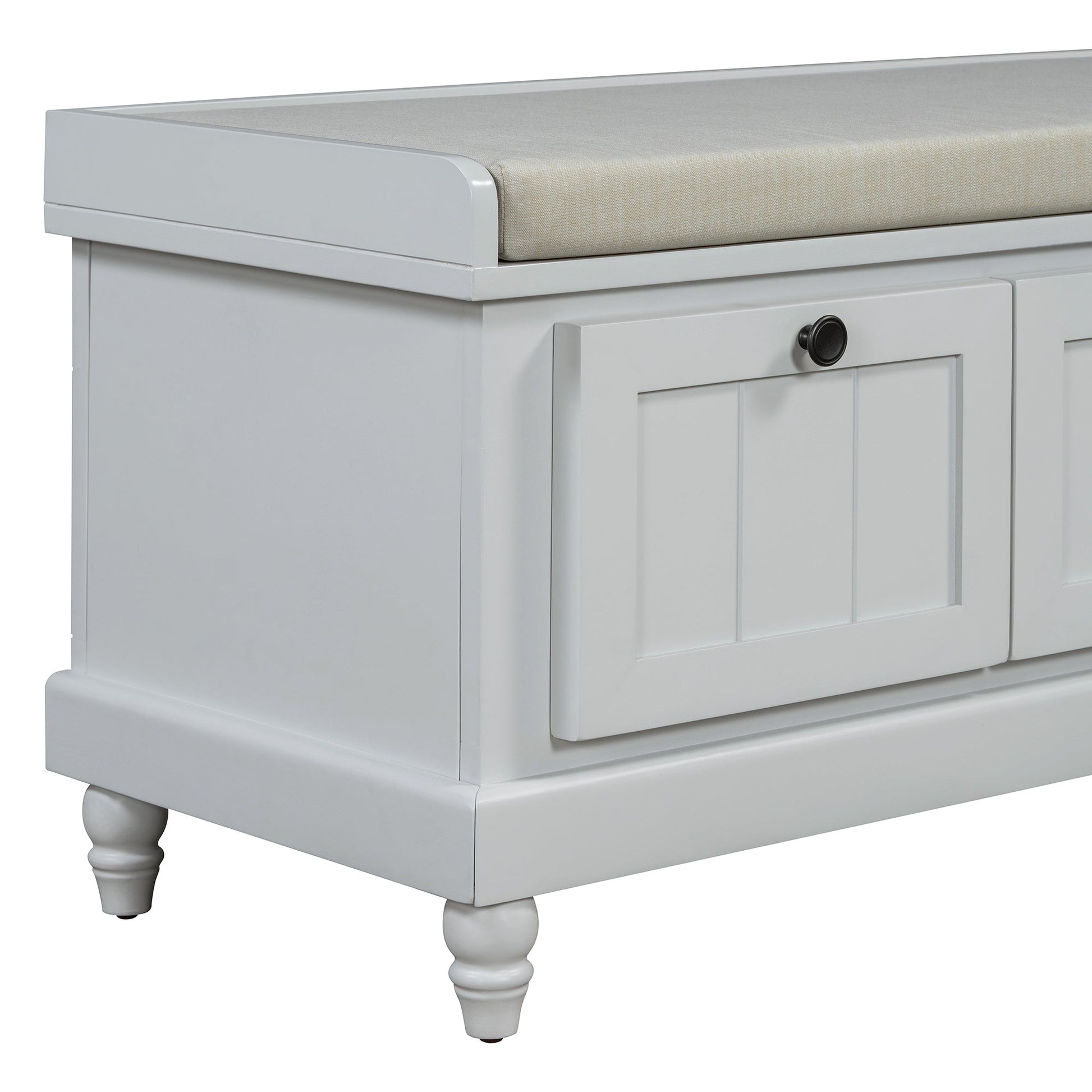 TREXM Classic Shoe Bench with Cushion and Three Drawers, Fluted Entryway Bench with Storage for Living Room, Entryway, and Hallways (Light Gray, OLD SKU: N715P207812E ) - 1st Choice Furniture Direct