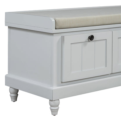 TREXM Classic Shoe Bench with Cushion and Three Drawers, Fluted Entryway Bench with Storage for Living Room, Entryway, and Hallways (Light Gray, OLD SKU: N715P207812E ) - 1st Choice Furniture Direct
