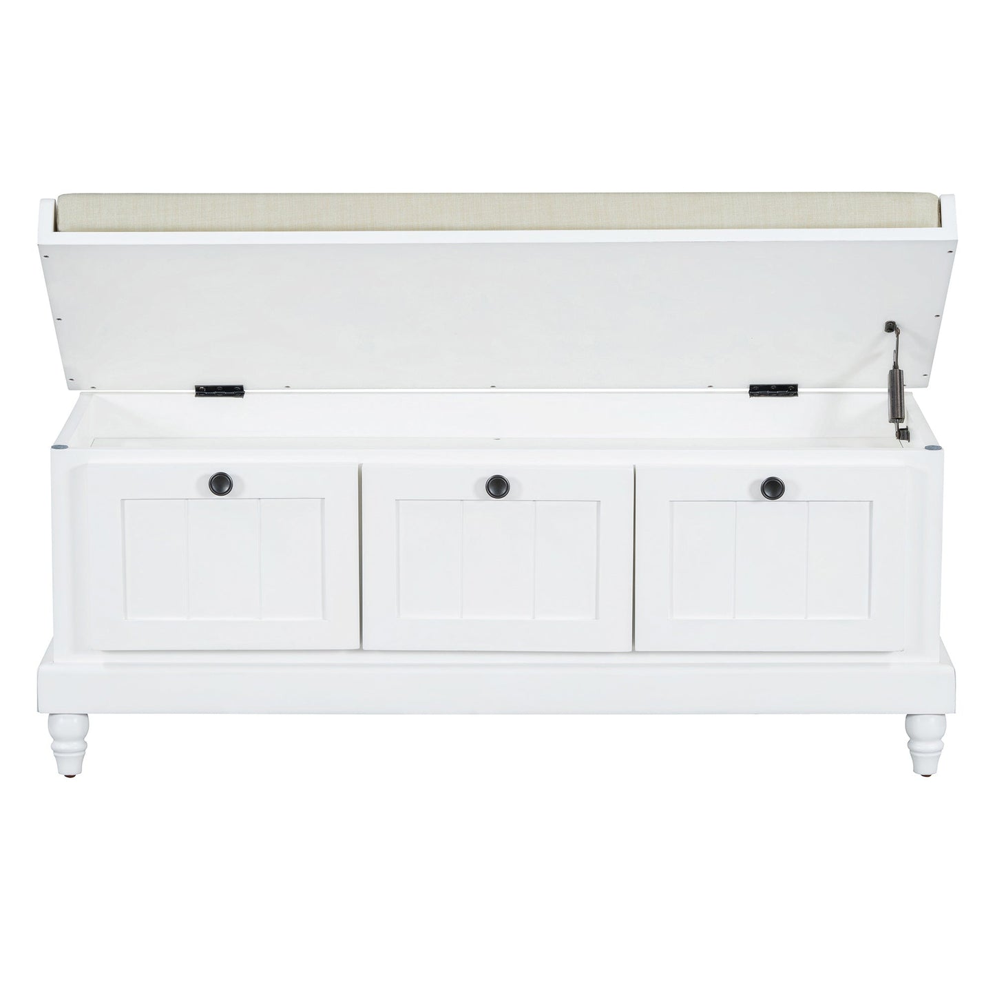TREXM Classic Shoe Bench with Cushion and Three Drawers, Fluted Entryway Bench with Storage for Living Room, Entryway, and Hallways (White,OLD SKU: N715P207812K) - 1st Choice Furniture Direct