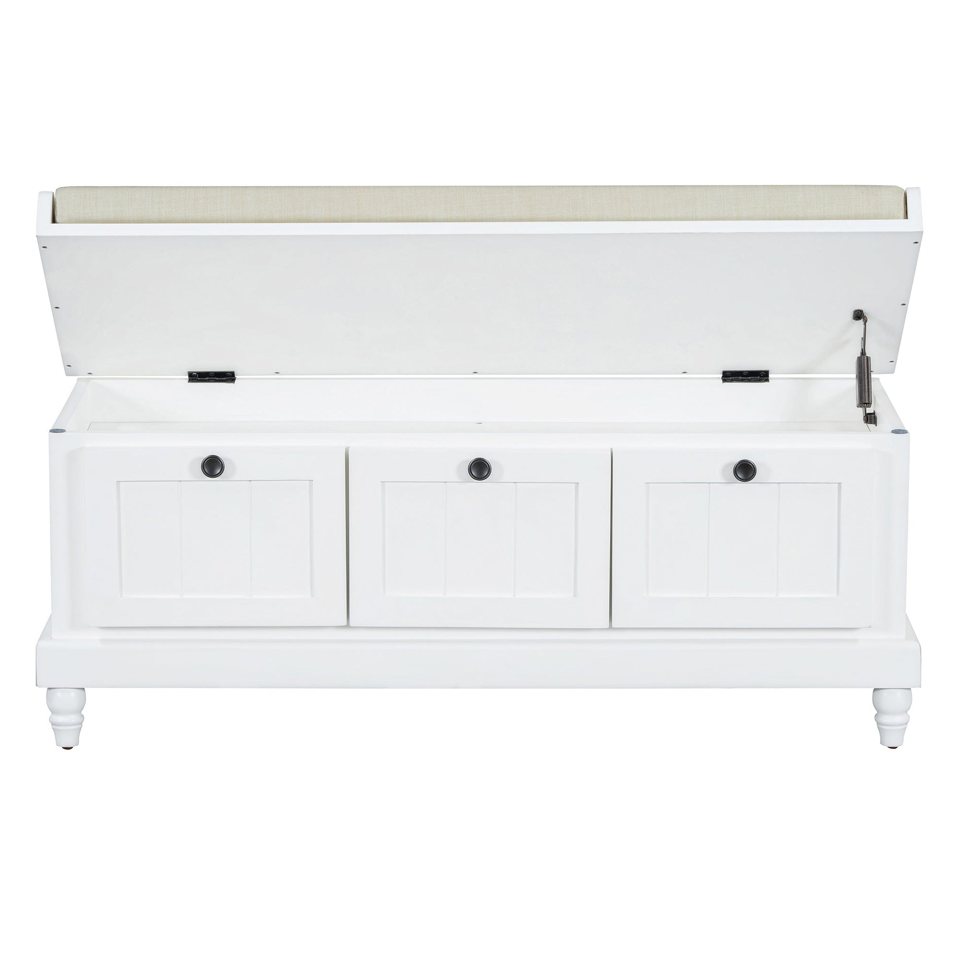 TREXM Classic Shoe Bench with Cushion and Three Drawers, Fluted Entryway Bench with Storage for Living Room, Entryway, and Hallways (White,OLD SKU: N715P207812K) - 1st Choice Furniture Direct