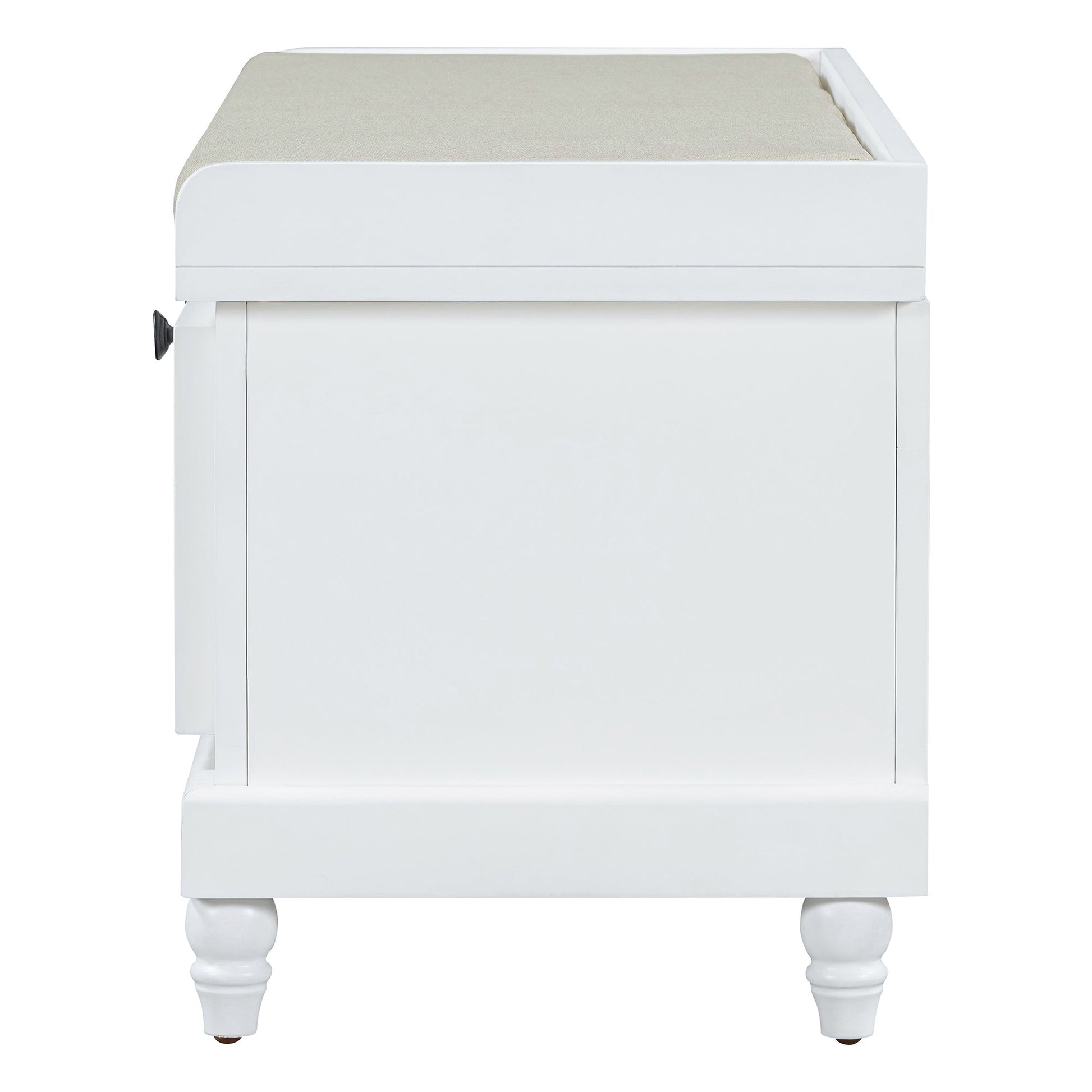 TREXM Classic Shoe Bench with Cushion and Three Drawers, Fluted Entryway Bench with Storage for Living Room, Entryway, and Hallways (White,OLD SKU: N715P207812K) - 1st Choice Furniture Direct