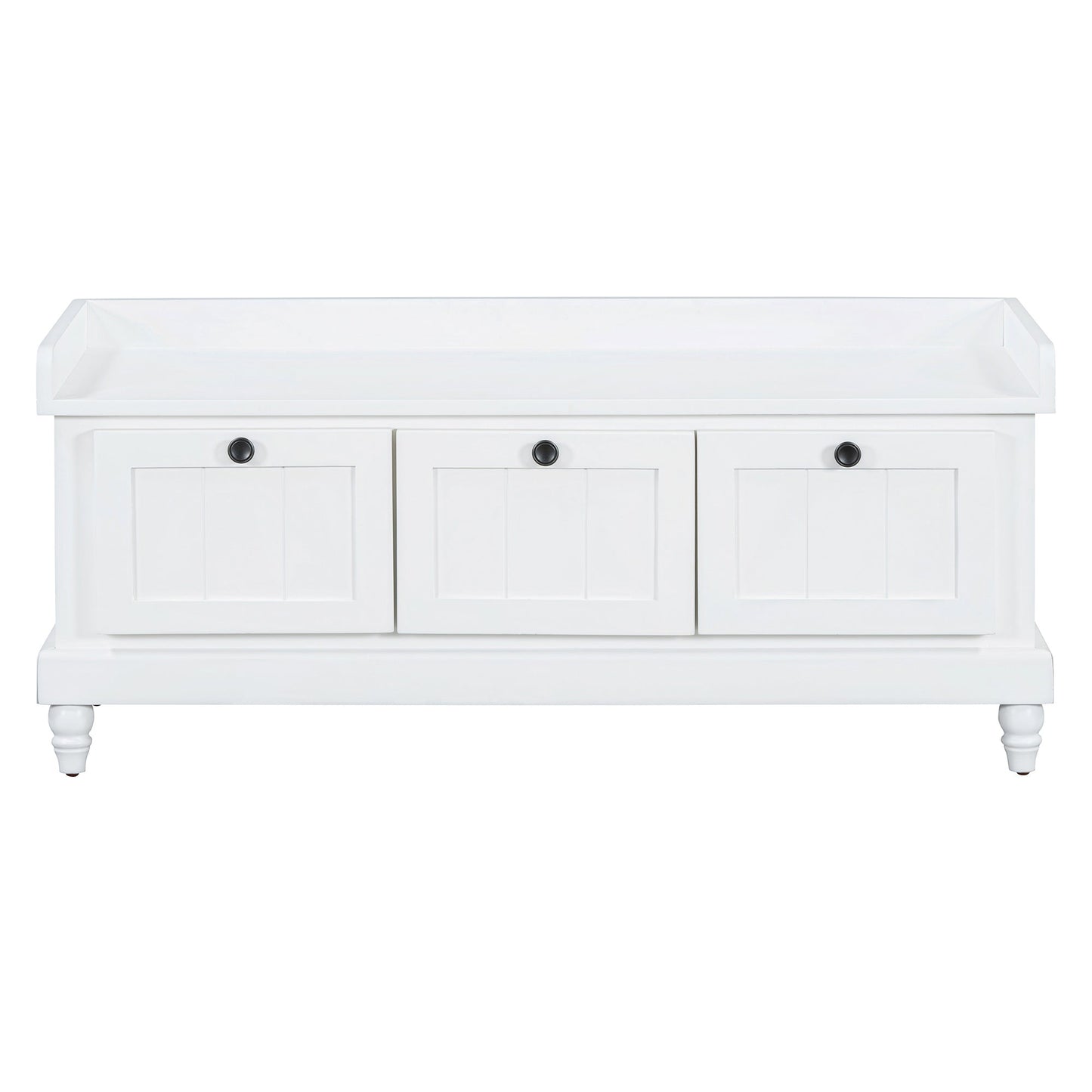 TREXM Classic Shoe Bench with Cushion and Three Drawers, Fluted Entryway Bench with Storage for Living Room, Entryway, and Hallways (White,OLD SKU: N715P207812K) - 1st Choice Furniture Direct