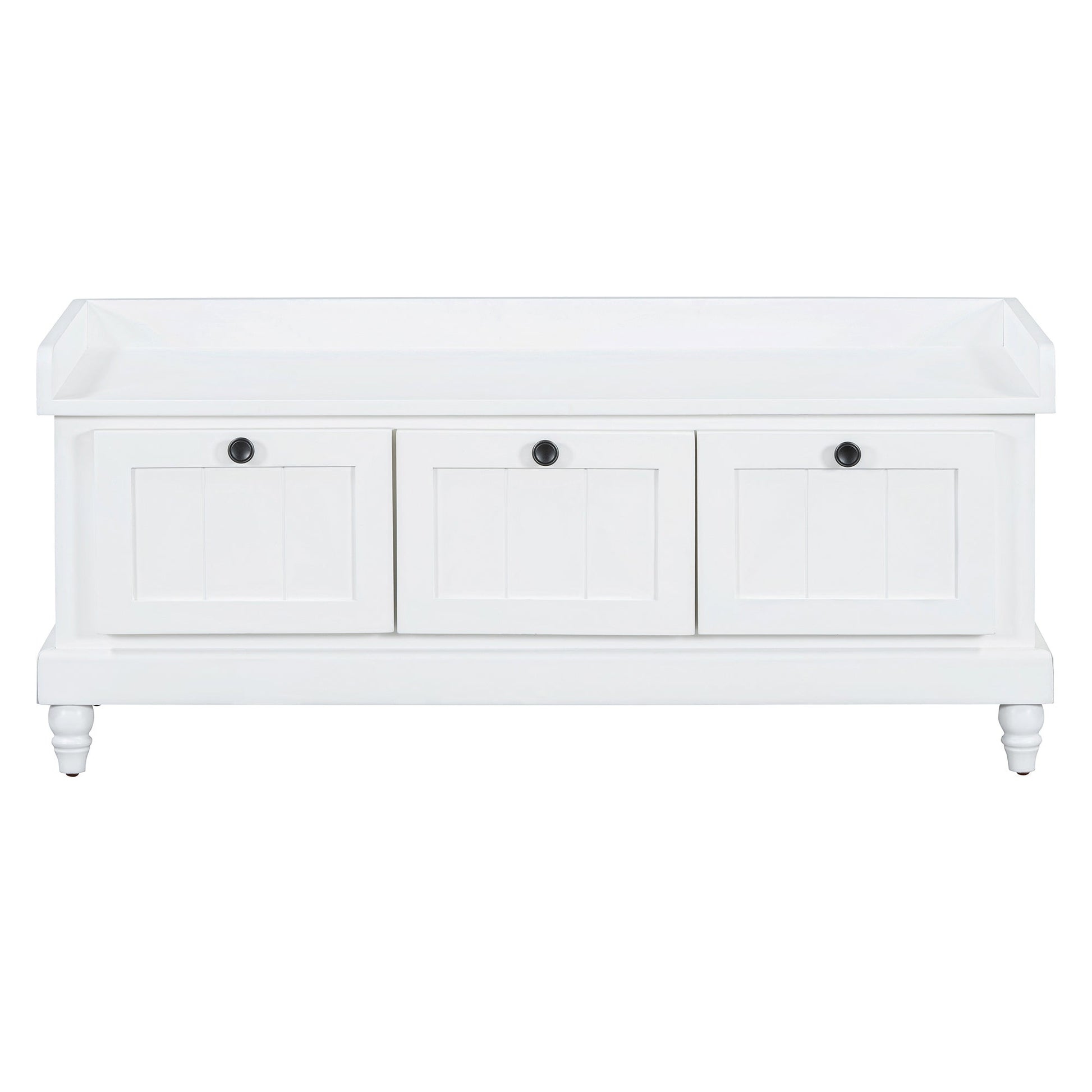 TREXM Classic Shoe Bench with Cushion and Three Drawers, Fluted Entryway Bench with Storage for Living Room, Entryway, and Hallways (White,OLD SKU: N715P207812K) - 1st Choice Furniture Direct