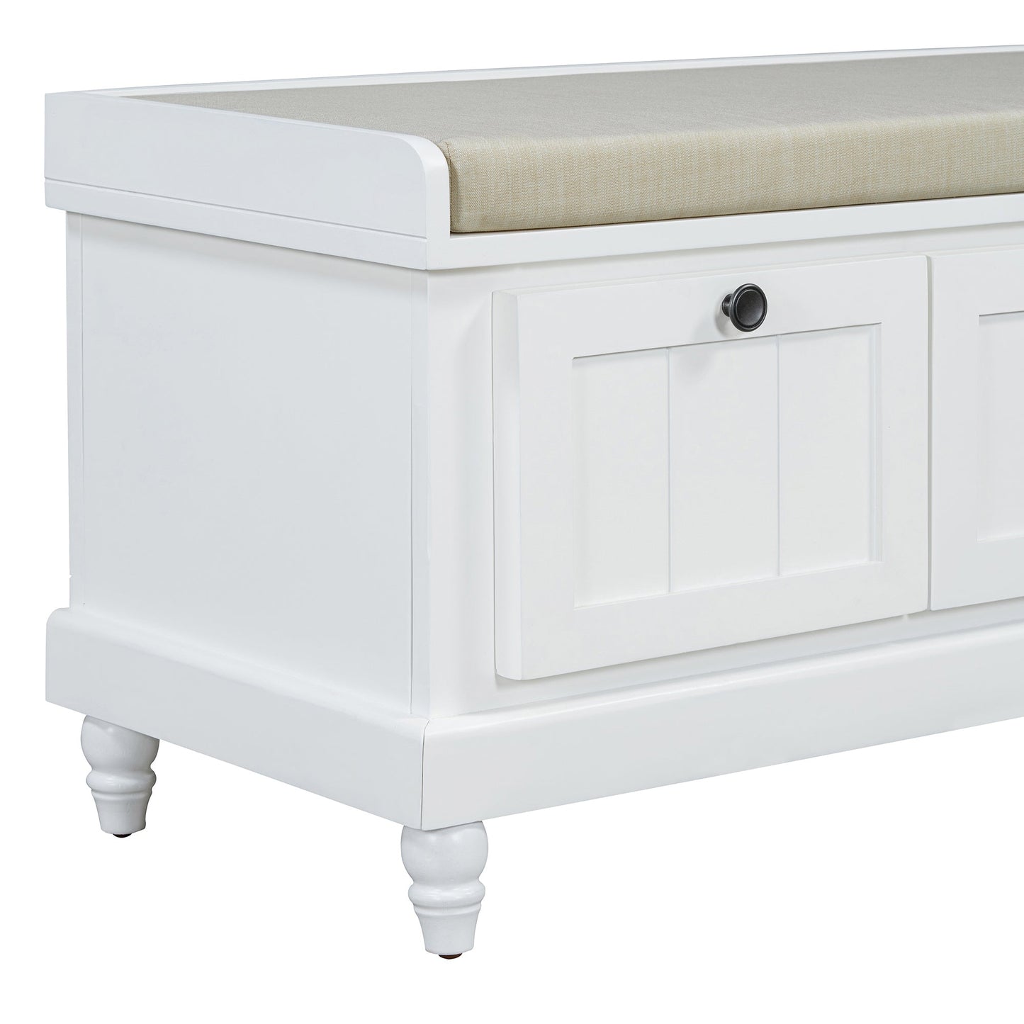 TREXM Classic Shoe Bench with Cushion and Three Drawers, Fluted Entryway Bench with Storage for Living Room, Entryway, and Hallways (White,OLD SKU: N715P207812K) - 1st Choice Furniture Direct