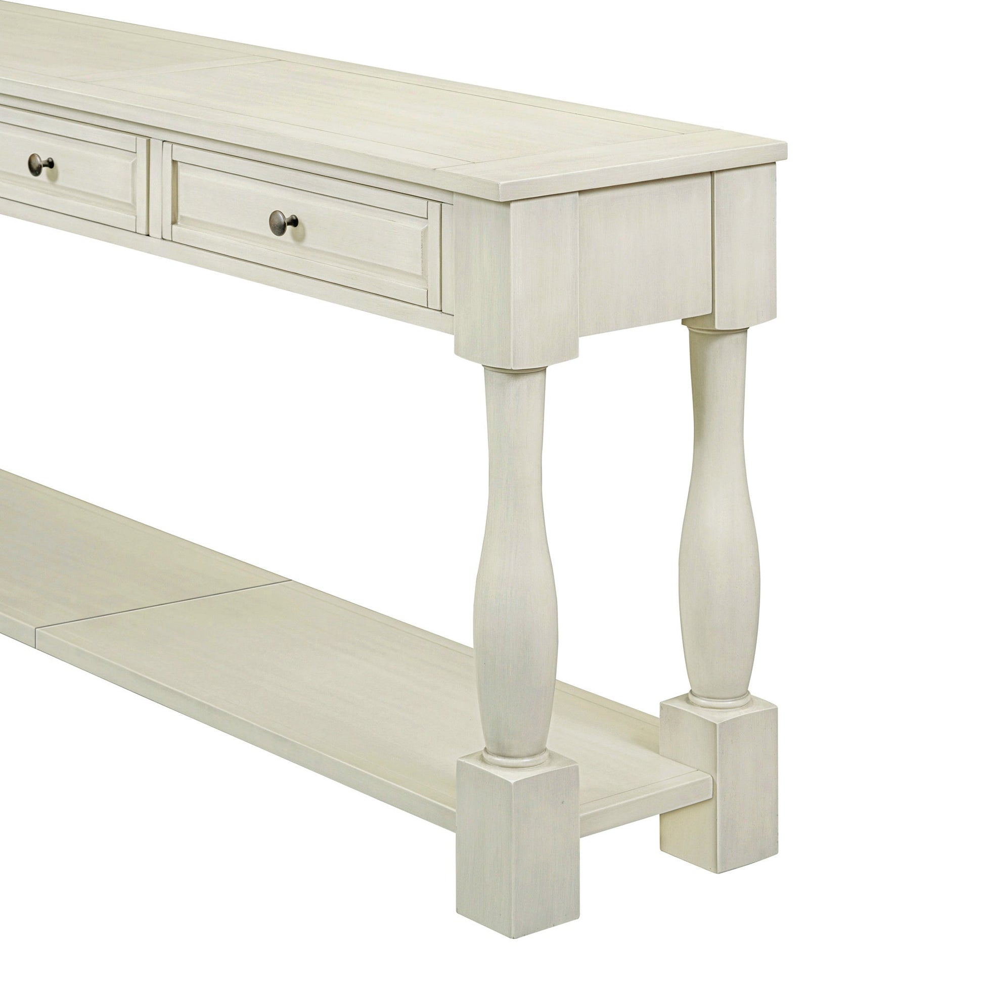 TREXM Console Table 63' Long Console Table with Drawers and Shelf for Entryway, Hallway, Living Room (Antique White, OLD SKU: WF314993AAK) - 1st Choice Furniture Direct