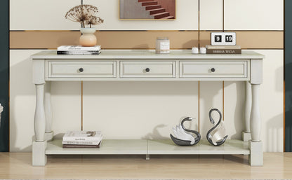 TREXM Console Table 63' Long Console Table with Drawers and Shelf for Entryway, Hallway, Living Room (Antique White, OLD SKU: WF314993AAK) - 1st Choice Furniture Direct
