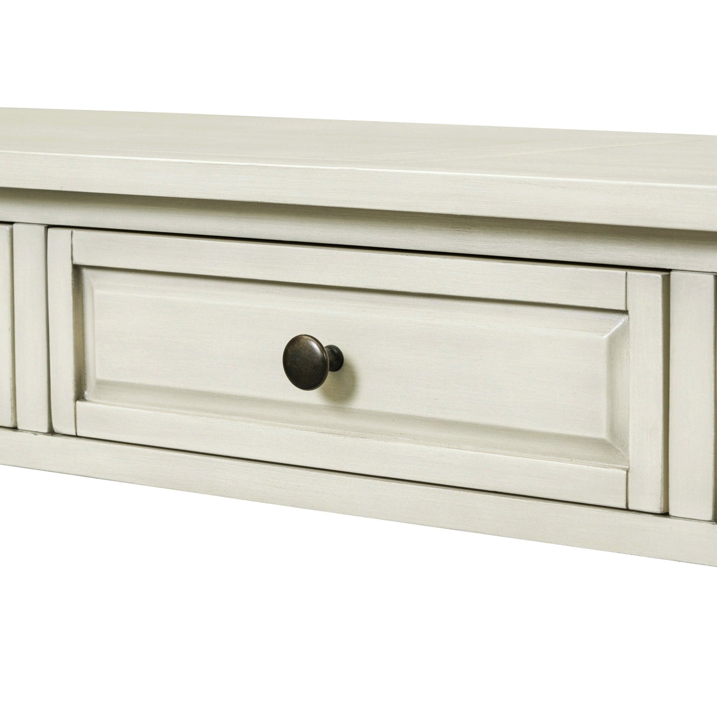 TREXM Console Table 63' Long Console Table with Drawers and Shelf for Entryway, Hallway, Living Room (Antique White, OLD SKU: WF314993AAK) - 1st Choice Furniture Direct