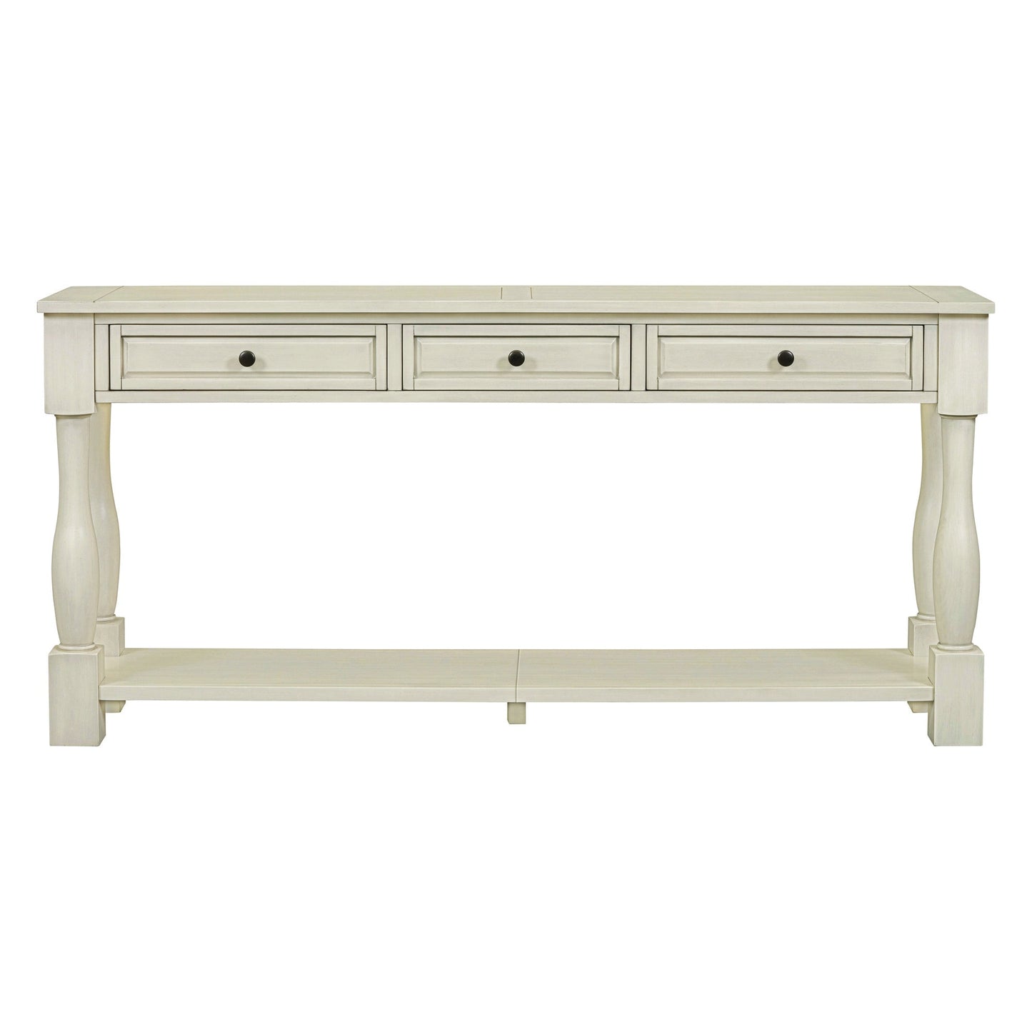 TREXM Console Table 63' Long Console Table with Drawers and Shelf for Entryway, Hallway, Living Room (Antique White, OLD SKU: WF314993AAK) - 1st Choice Furniture Direct
