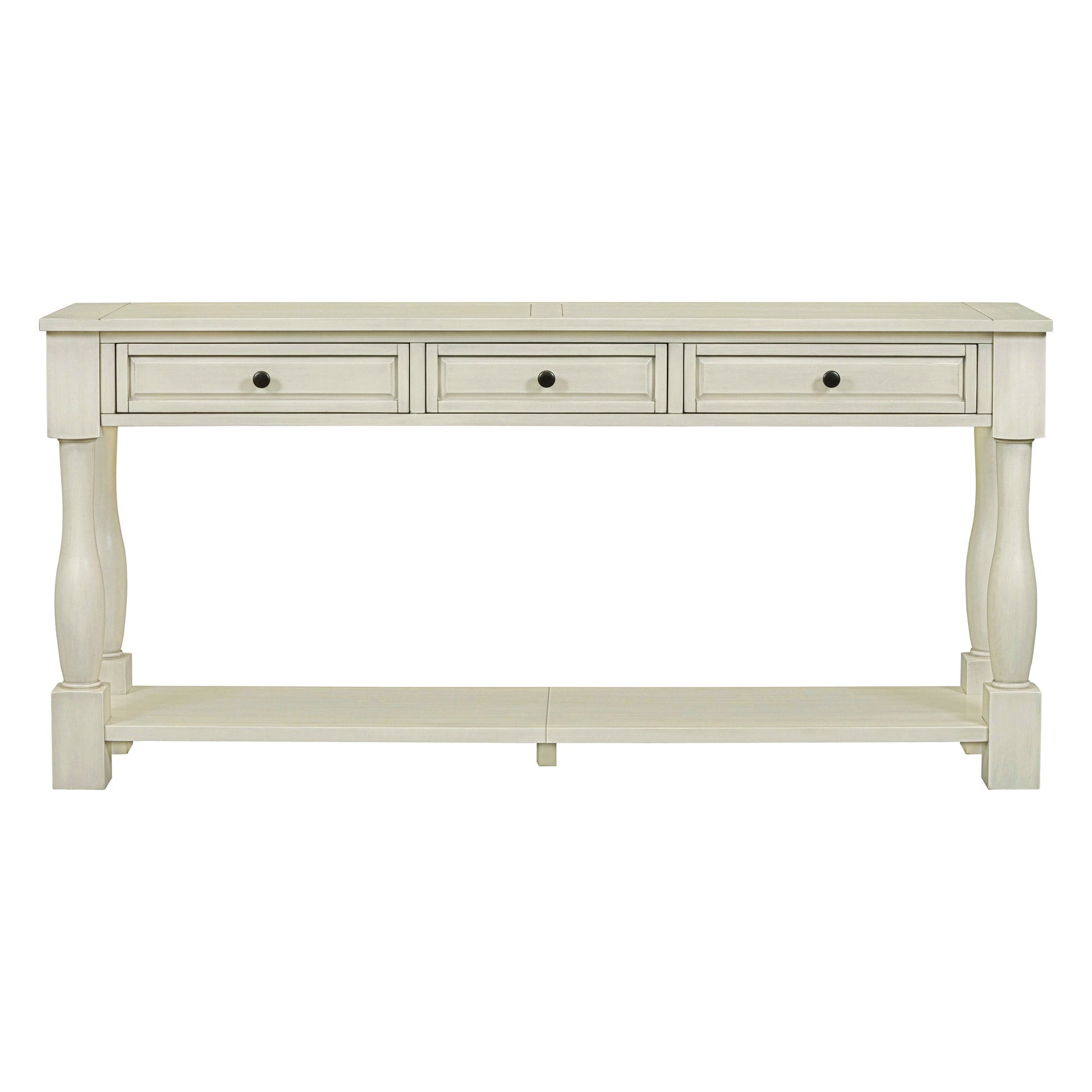 TREXM Console Table 63' Long Console Table with Drawers and Shelf for Entryway, Hallway, Living Room (Antique White, OLD SKU: WF314993AAK) - 1st Choice Furniture Direct