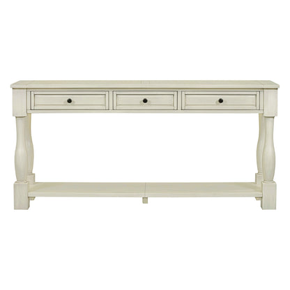TREXM Console Table 63' Long Console Table with Drawers and Shelf for Entryway, Hallway, Living Room (Antique White, OLD SKU: WF314993AAK) - 1st Choice Furniture Direct