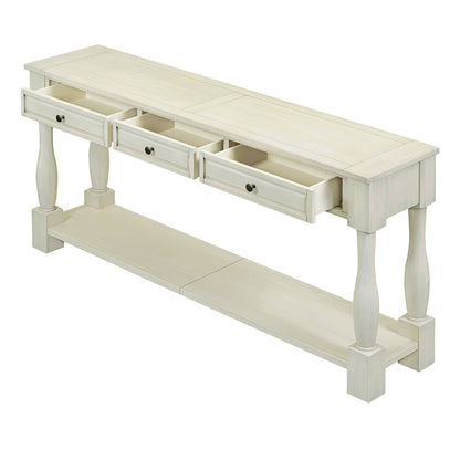 TREXM Console Table 63' Long Console Table with Drawers and Shelf for Entryway, Hallway, Living Room (Antique White, OLD SKU: WF314993AAK) - 1st Choice Furniture Direct