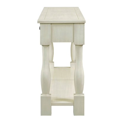 TREXM Console Table 63' Long Console Table with Drawers and Shelf for Entryway, Hallway, Living Room (Antique White, OLD SKU: WF314993AAK) - 1st Choice Furniture Direct