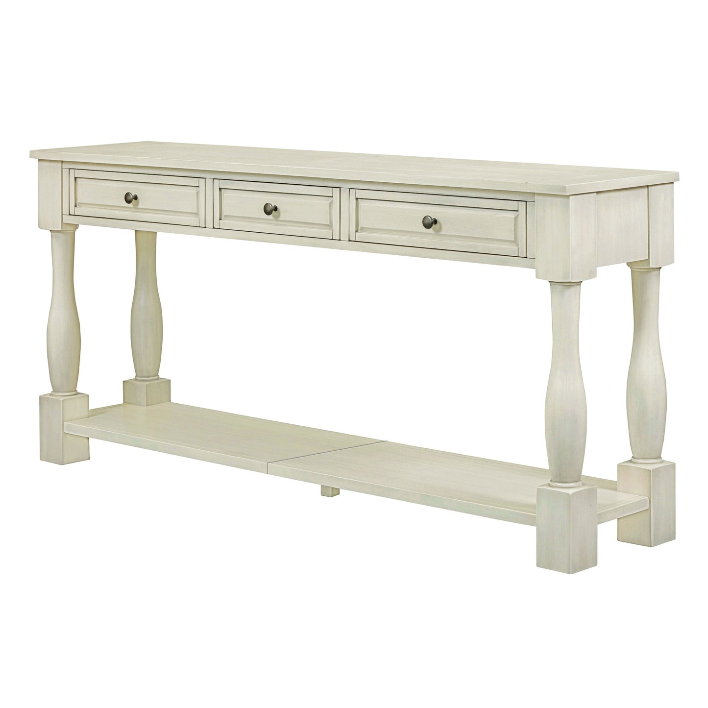 TREXM Console Table 63' Long Console Table with Drawers and Shelf for Entryway, Hallway, Living Room (Antique White, OLD SKU: WF314993AAK) - 1st Choice Furniture Direct