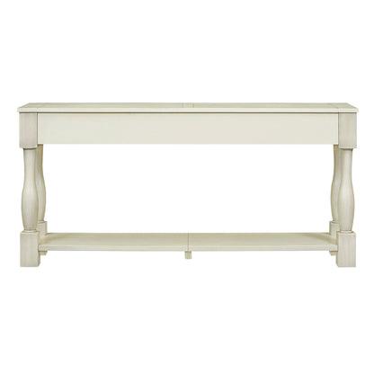 TREXM Console Table 63' Long Console Table with Drawers and Shelf for Entryway, Hallway, Living Room (Antique White, OLD SKU: WF314993AAK) - 1st Choice Furniture Direct
