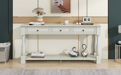 TREXM Console Table 63' Long Console Table with Drawers and Shelf for Entryway, Hallway, Living Room (Antique White, OLD SKU: WF314993AAK) - 1st Choice Furniture Direct