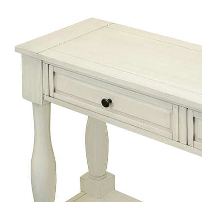 TREXM Console Table 63' Long Console Table with Drawers and Shelf for Entryway, Hallway, Living Room (Antique White, OLD SKU: WF314993AAK) - 1st Choice Furniture Direct