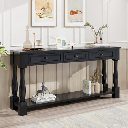 TREXM Console Table 63' Long Console Table with Drawers and Shelf for Entryway, Hallway, Living Room (Espresso, OLD SKU: WF314993AAB) - 1st Choice Furniture Direct
