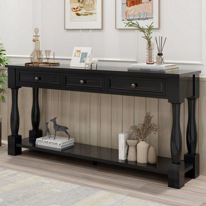 TREXM Console Table 63' Long Console Table with Drawers and Shelf for Entryway, Hallway, Living Room (Espresso, OLD SKU: WF314993AAB) - 1st Choice Furniture Direct