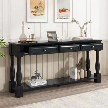 TREXM Console Table 63' Long Console Table with Drawers and Shelf for Entryway, Hallway, Living Room (Espresso, OLD SKU: WF314993AAB) - 1st Choice Furniture Direct