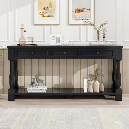 TREXM Console Table 63' Long Console Table with Drawers and Shelf for Entryway, Hallway, Living Room (Espresso, OLD SKU: WF314993AAB) - 1st Choice Furniture Direct