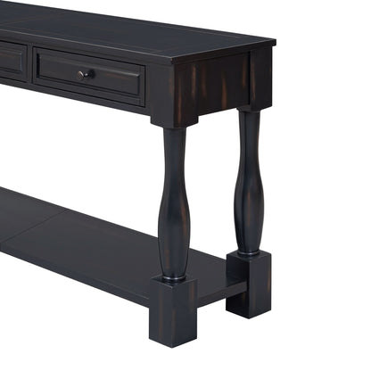 TREXM Console Table 63' Long Console Table with Drawers and Shelf for Entryway, Hallway, Living Room (Espresso, OLD SKU: WF314993AAB) - 1st Choice Furniture Direct
