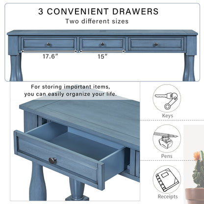 TREXM Console Table 63' Long Console Table with Drawers and Shelf for Entryway, Hallway, Living Room (Navy, OLD SKU: WF314993AAM) - 1st Choice Furniture Direct