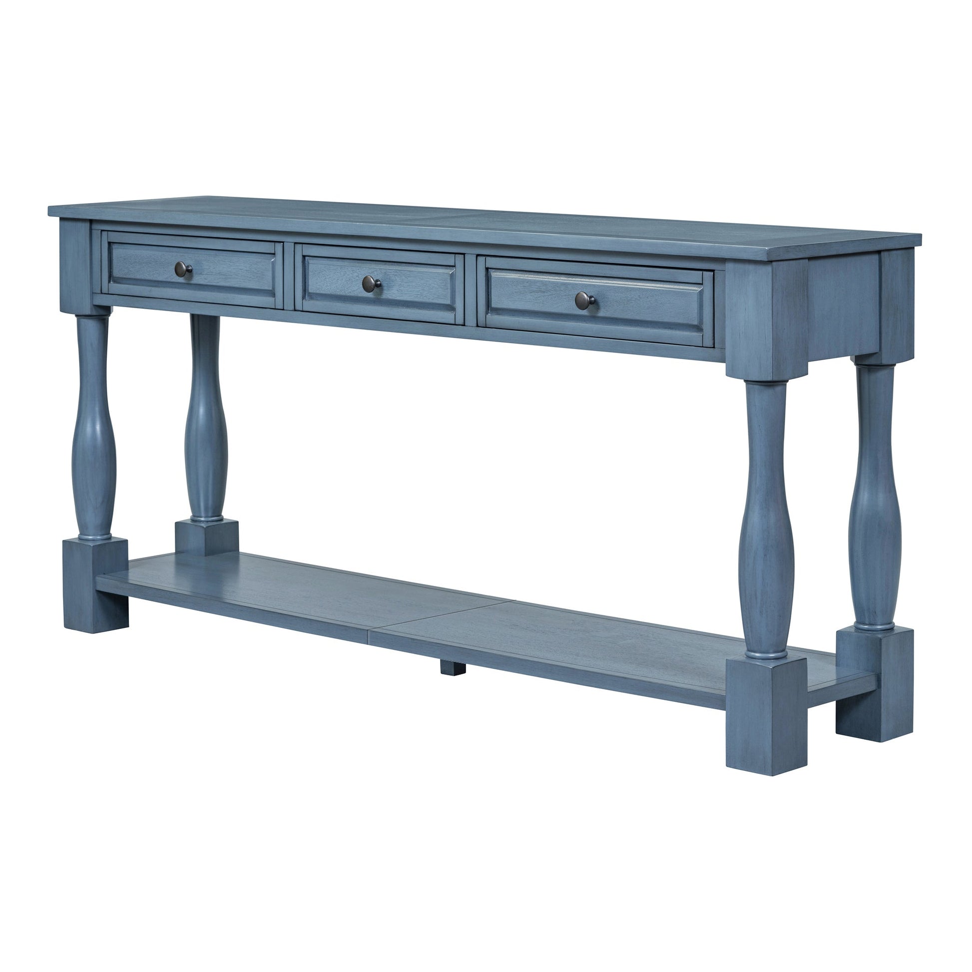 TREXM Console Table 63' Long Console Table with Drawers and Shelf for Entryway, Hallway, Living Room (Navy, OLD SKU: WF314993AAM) - 1st Choice Furniture Direct