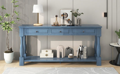 TREXM Console Table 63' Long Console Table with Drawers and Shelf for Entryway, Hallway, Living Room (Navy, OLD SKU: WF314993AAM) - 1st Choice Furniture Direct