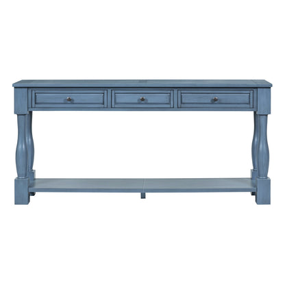 TREXM Console Table 63' Long Console Table with Drawers and Shelf for Entryway, Hallway, Living Room (Navy, OLD SKU: WF314993AAM) - 1st Choice Furniture Direct