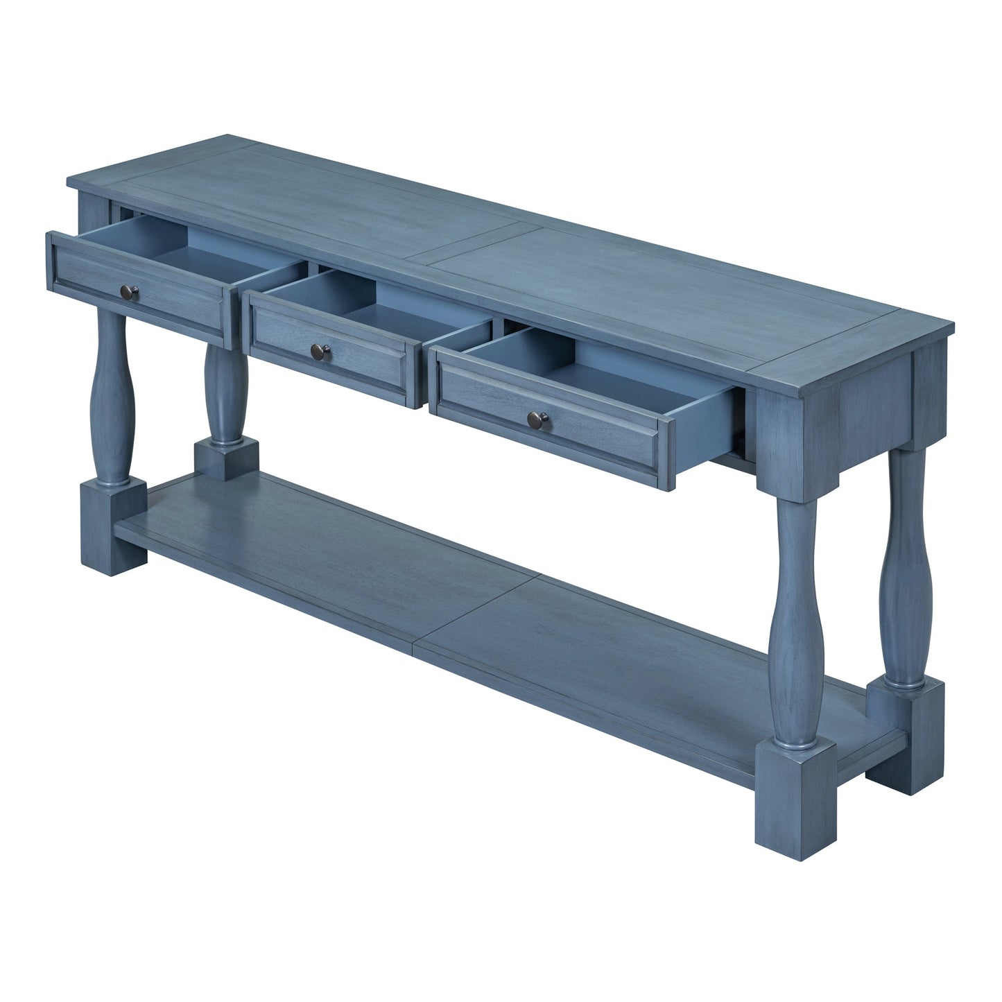 TREXM Console Table 63' Long Console Table with Drawers and Shelf for Entryway, Hallway, Living Room (Navy, OLD SKU: WF314993AAM) - 1st Choice Furniture Direct