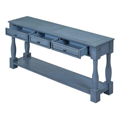 TREXM Console Table 63' Long Console Table with Drawers and Shelf for Entryway, Hallway, Living Room (Navy, OLD SKU: WF314993AAM) - 1st Choice Furniture Direct