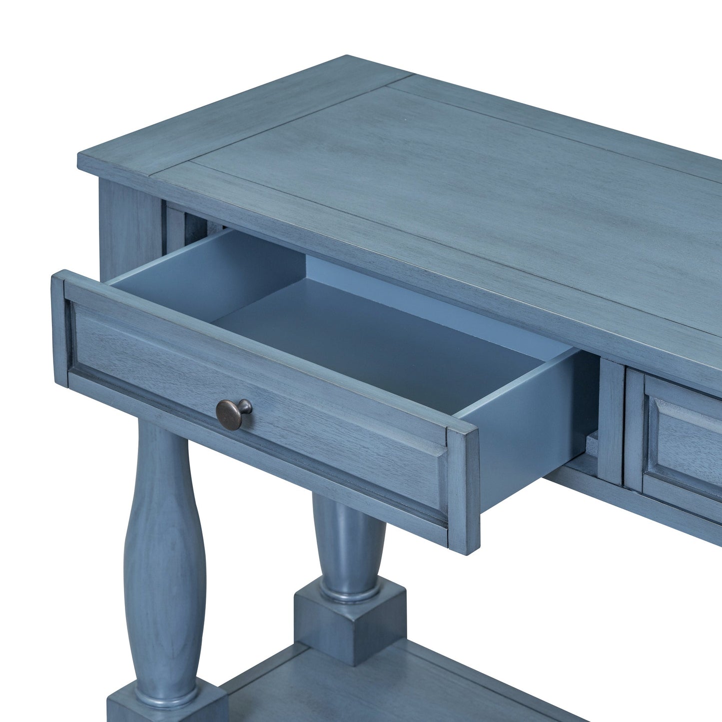 TREXM Console Table 63' Long Console Table with Drawers and Shelf for Entryway, Hallway, Living Room (Navy, OLD SKU: WF314993AAM) - 1st Choice Furniture Direct