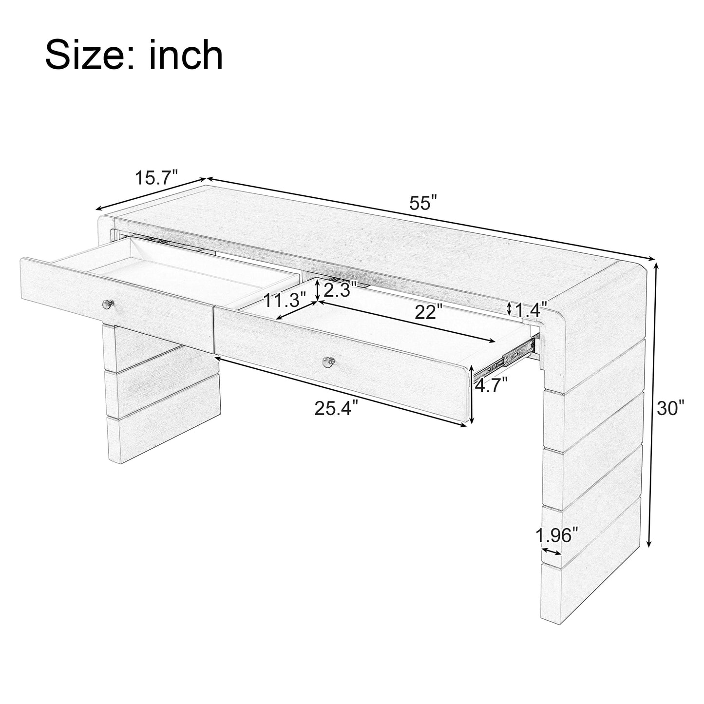 TREXM Curved Console Table with Storage, Wooden Entryway Table with 2 Drawers, Farmhouse Rustic Console Tables for Entryway, Hallway, Living Room, Distressed Black - 1st Choice Furniture Direct