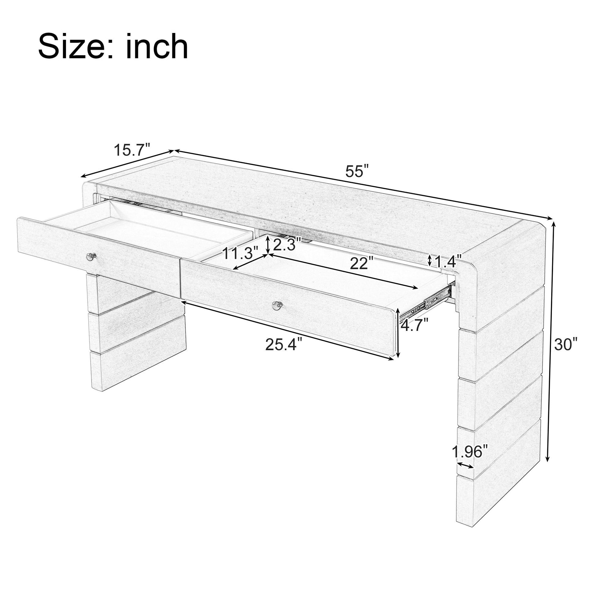 TREXM Curved Console Table with Storage, Wooden Entryway Table with 2 Drawers, Farmhouse Rustic Console Tables for Entryway, Hallway, Living Room, Distressed Black - 1st Choice Furniture Direct
