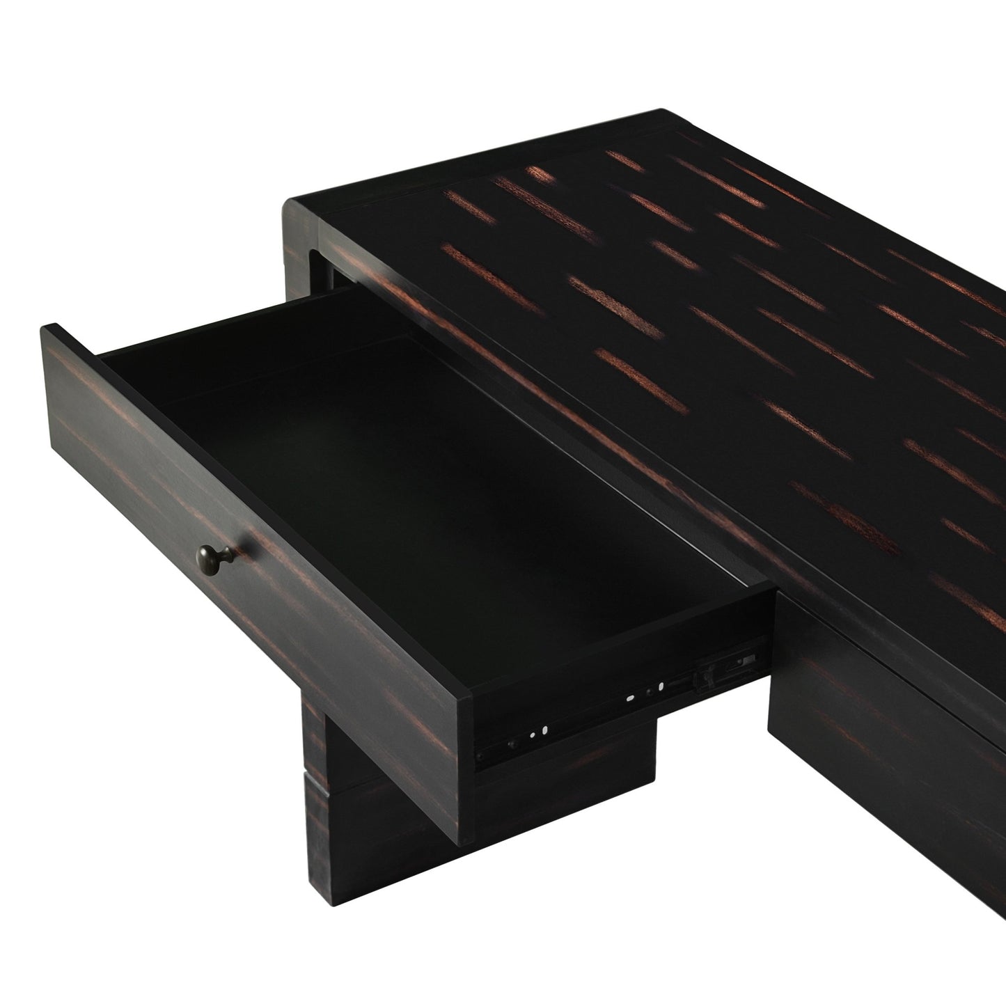 TREXM Curved Console Table with Storage, Wooden Entryway Table with 2 Drawers, Farmhouse Rustic Console Tables for Entryway, Hallway, Living Room, Distressed Black - 1st Choice Furniture Direct