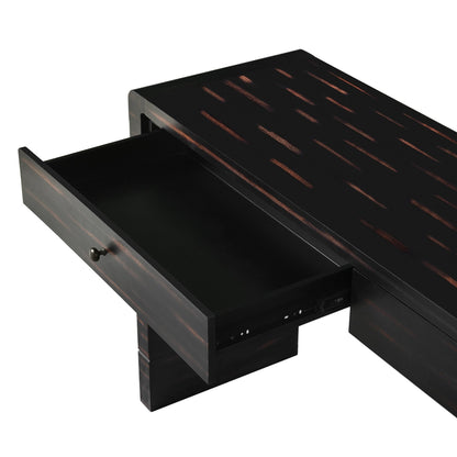 TREXM Curved Console Table with Storage, Wooden Entryway Table with 2 Drawers, Farmhouse Rustic Console Tables for Entryway, Hallway, Living Room, Distressed Black - 1st Choice Furniture Direct