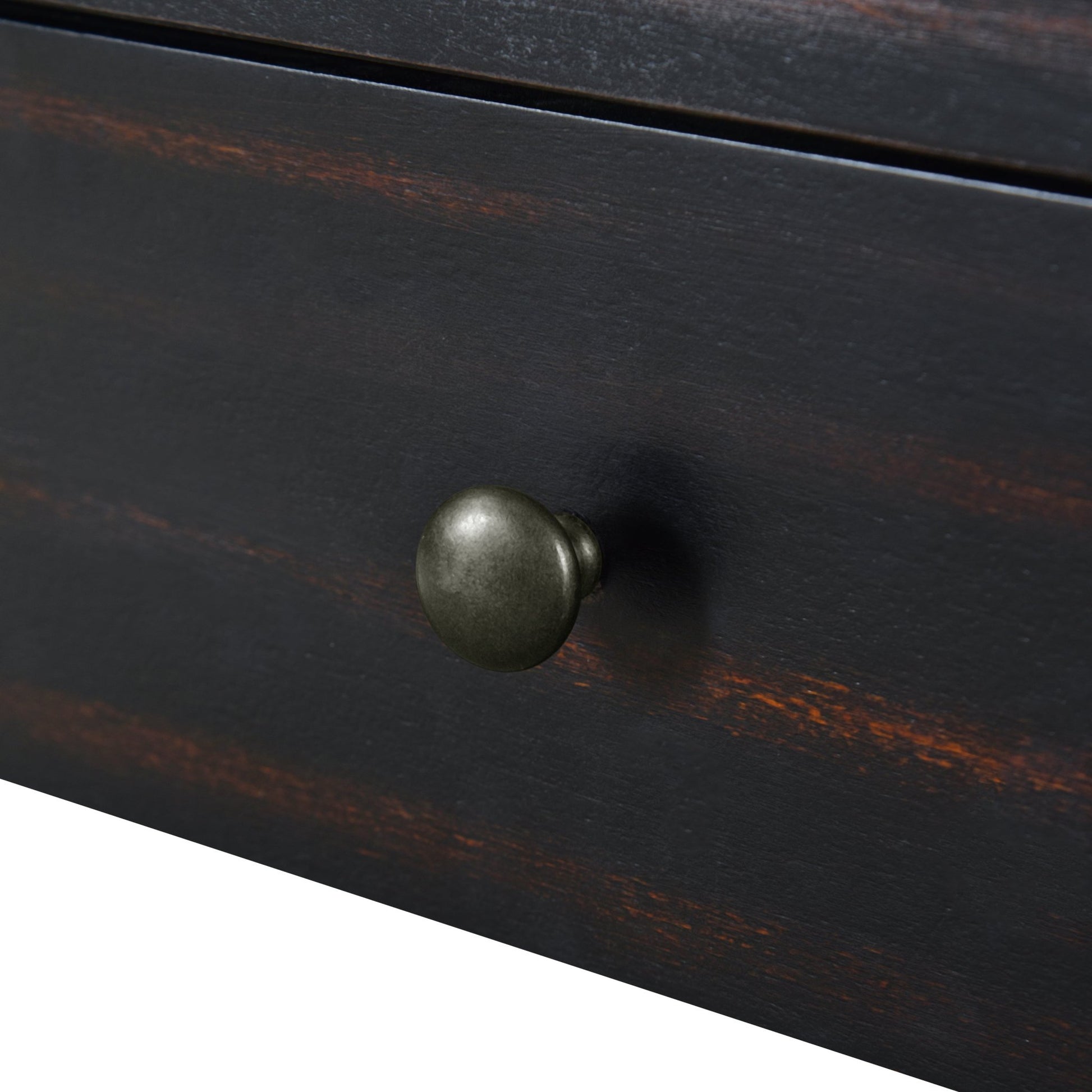 TREXM Curved Console Table with Storage, Wooden Entryway Table with 2 Drawers, Farmhouse Rustic Console Tables for Entryway, Hallway, Living Room, Distressed Black - 1st Choice Furniture Direct