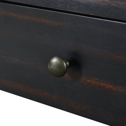 TREXM Curved Console Table with Storage, Wooden Entryway Table with 2 Drawers, Farmhouse Rustic Console Tables for Entryway, Hallway, Living Room, Distressed Black - 1st Choice Furniture Direct