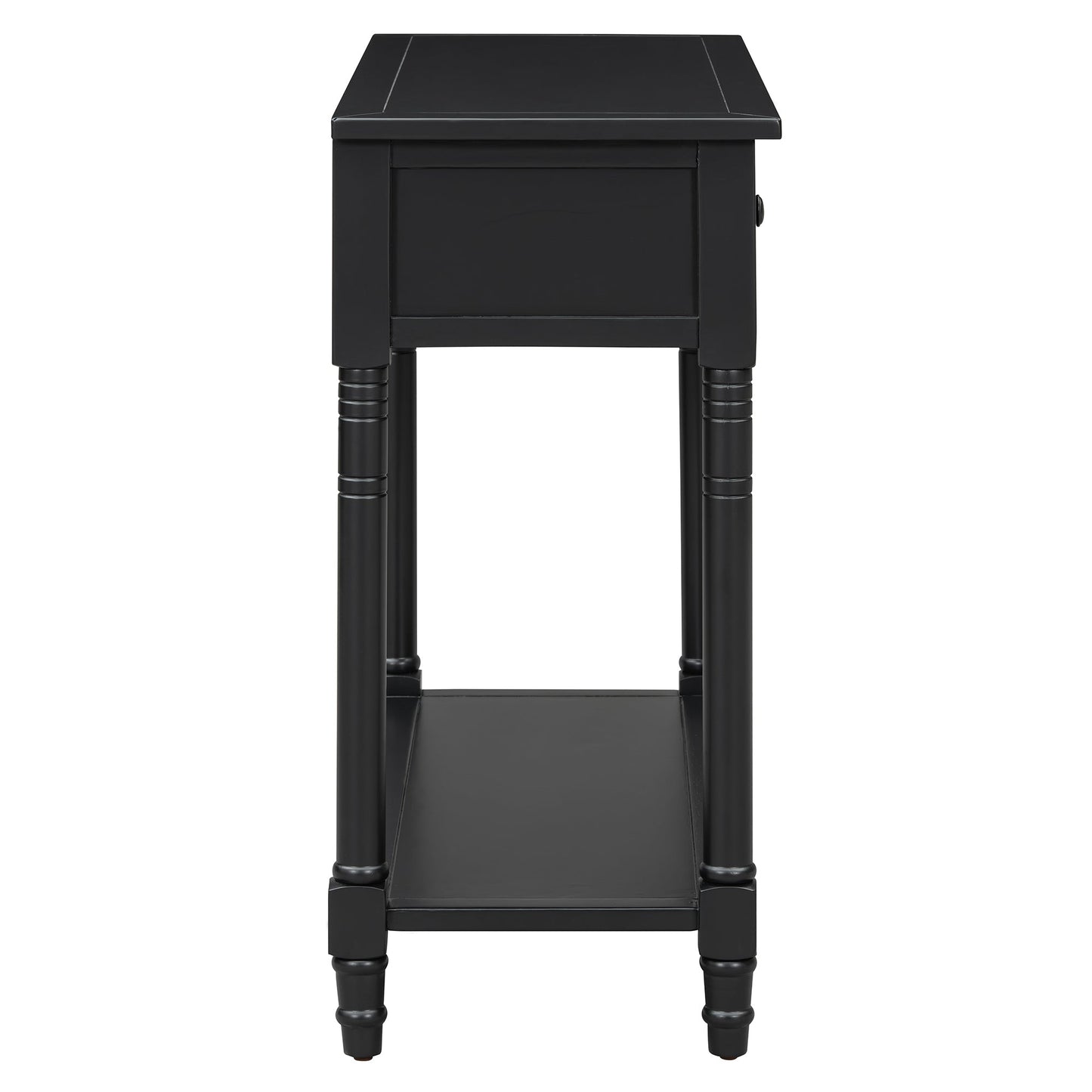 TREXM Daisy Series Console Table Traditional Design with Two Drawers and Bottom Shelf (Black) - 1st Choice Furniture Direct