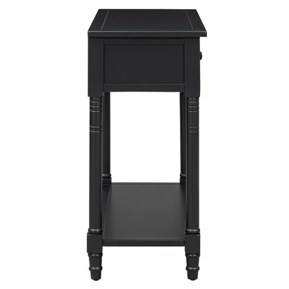 TREXM Daisy Series Console Table Traditional Design with Two Drawers and Bottom Shelf (Black) - 1st Choice Furniture Direct