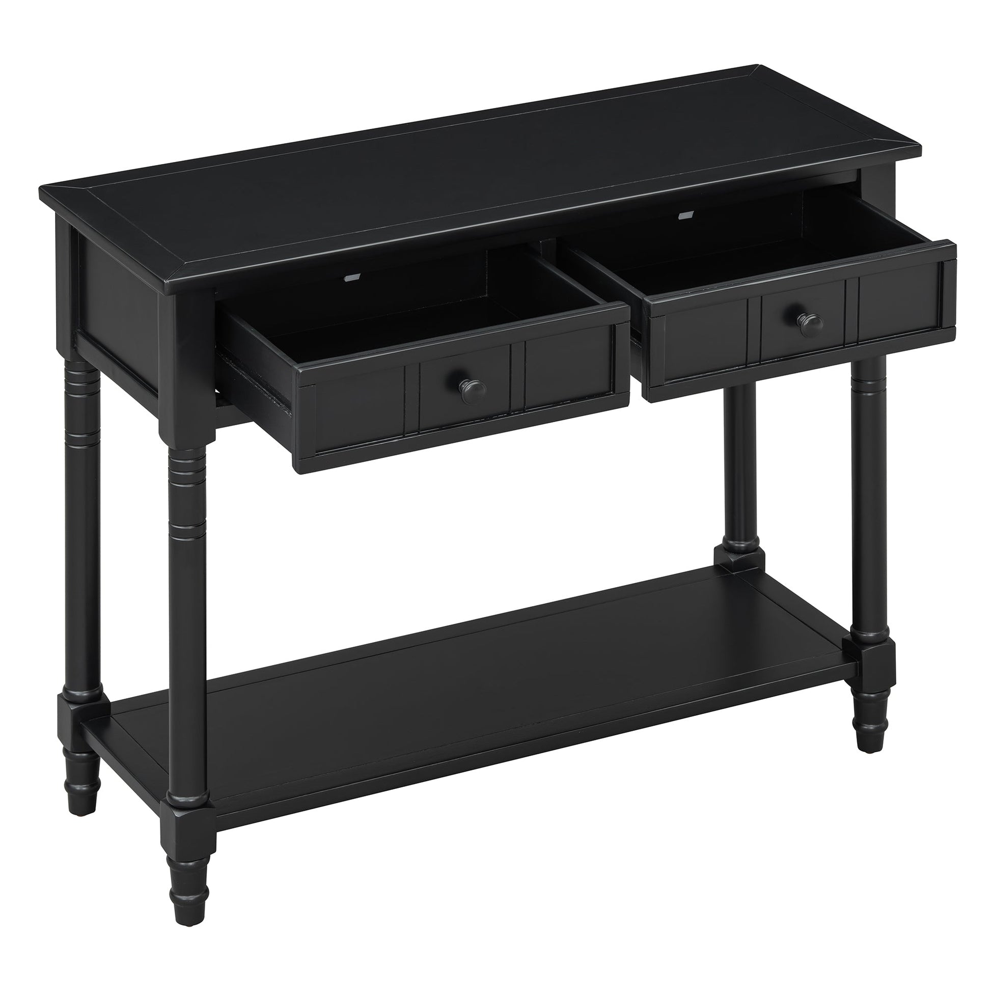 TREXM Daisy Series Console Table Traditional Design with Two Drawers and Bottom Shelf (Black) - 1st Choice Furniture Direct
