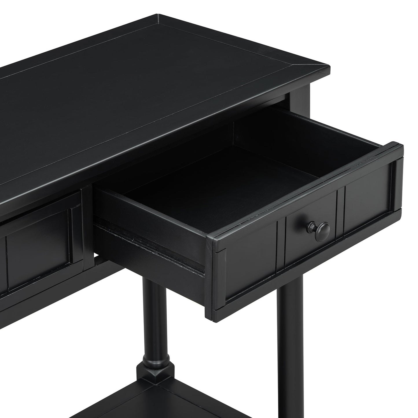 TREXM Daisy Series Console Table Traditional Design with Two Drawers and Bottom Shelf (Black) - 1st Choice Furniture Direct