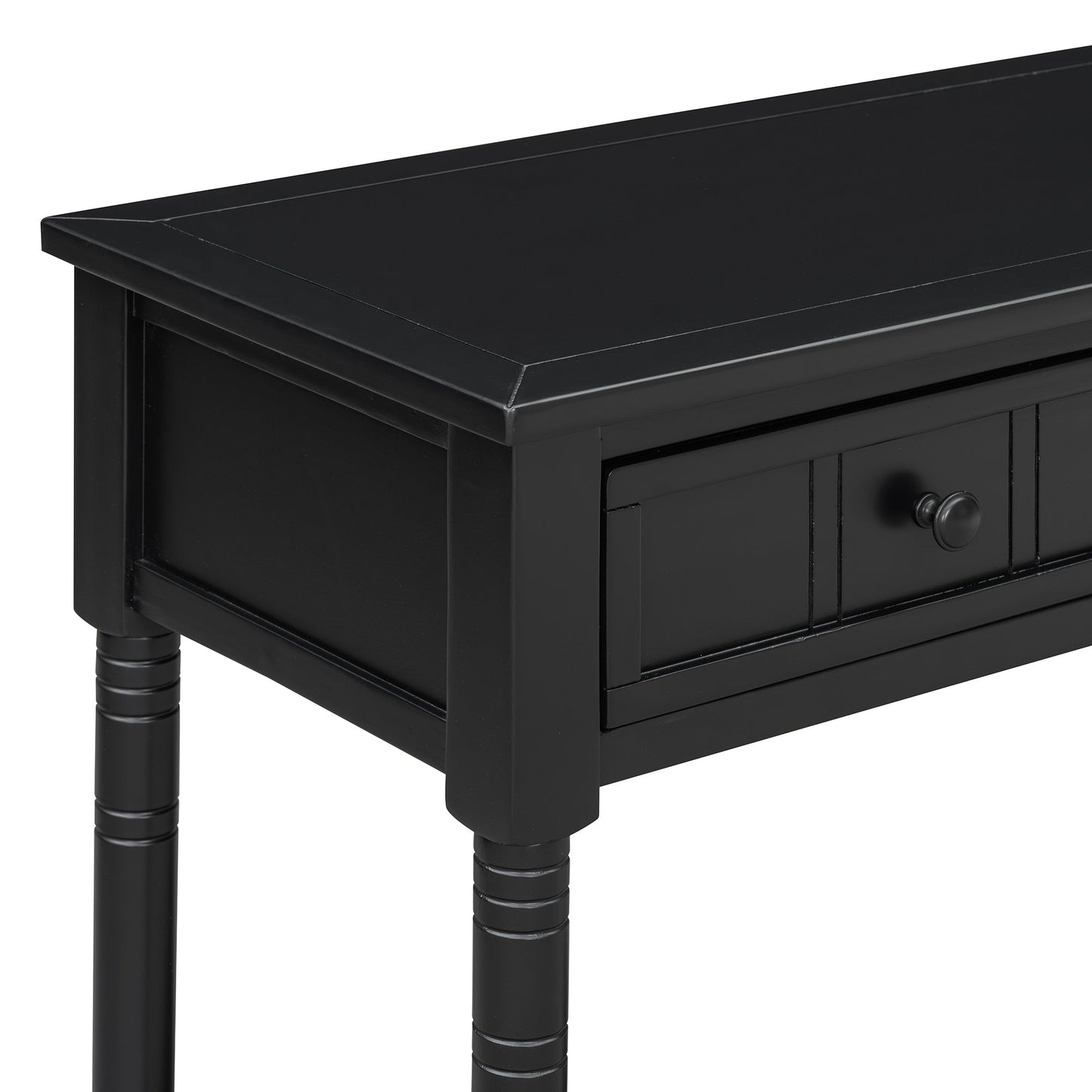 TREXM Daisy Series Console Table Traditional Design with Two Drawers and Bottom Shelf (Black) - 1st Choice Furniture Direct