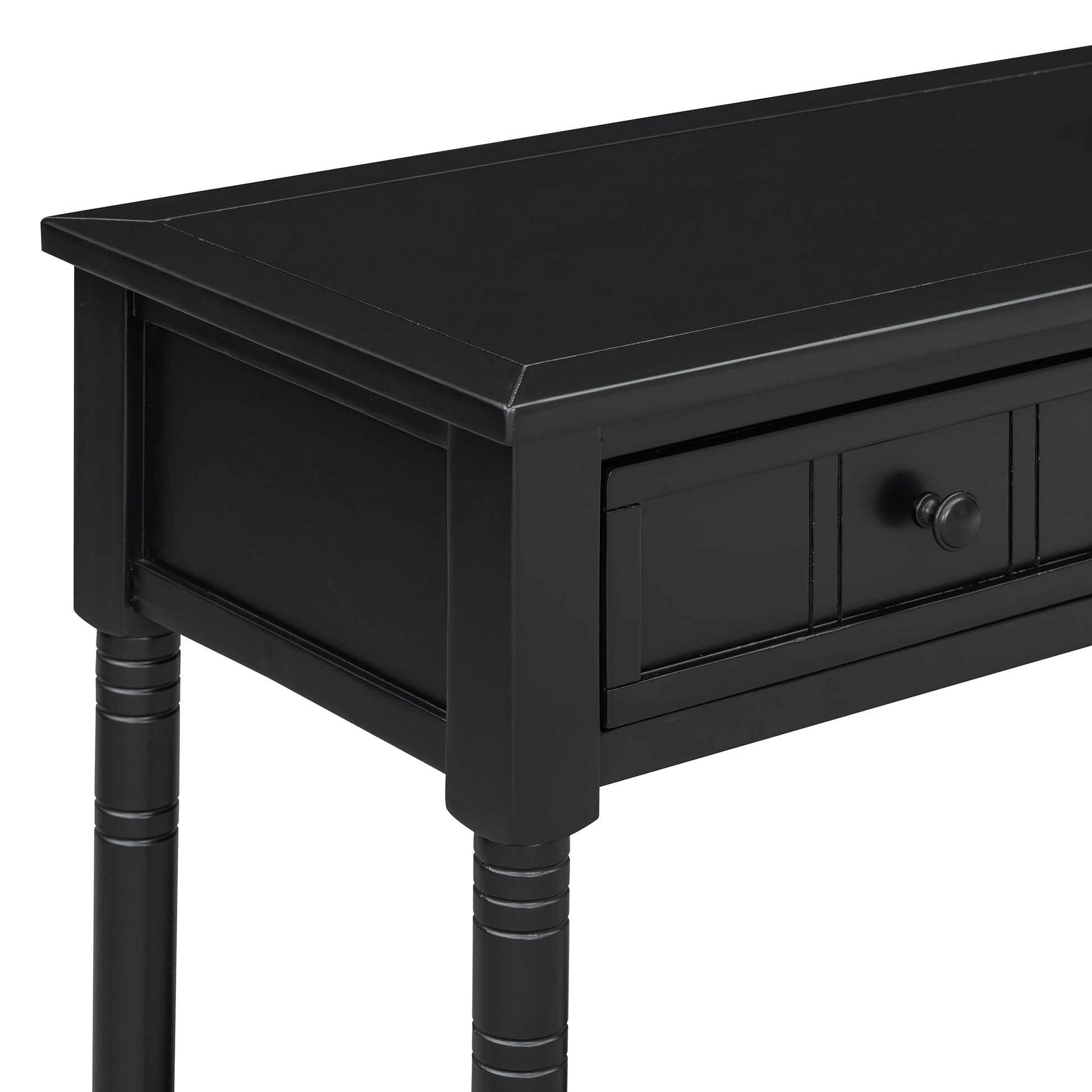 TREXM Daisy Series Console Table Traditional Design with Two Drawers and Bottom Shelf (Black) - 1st Choice Furniture Direct